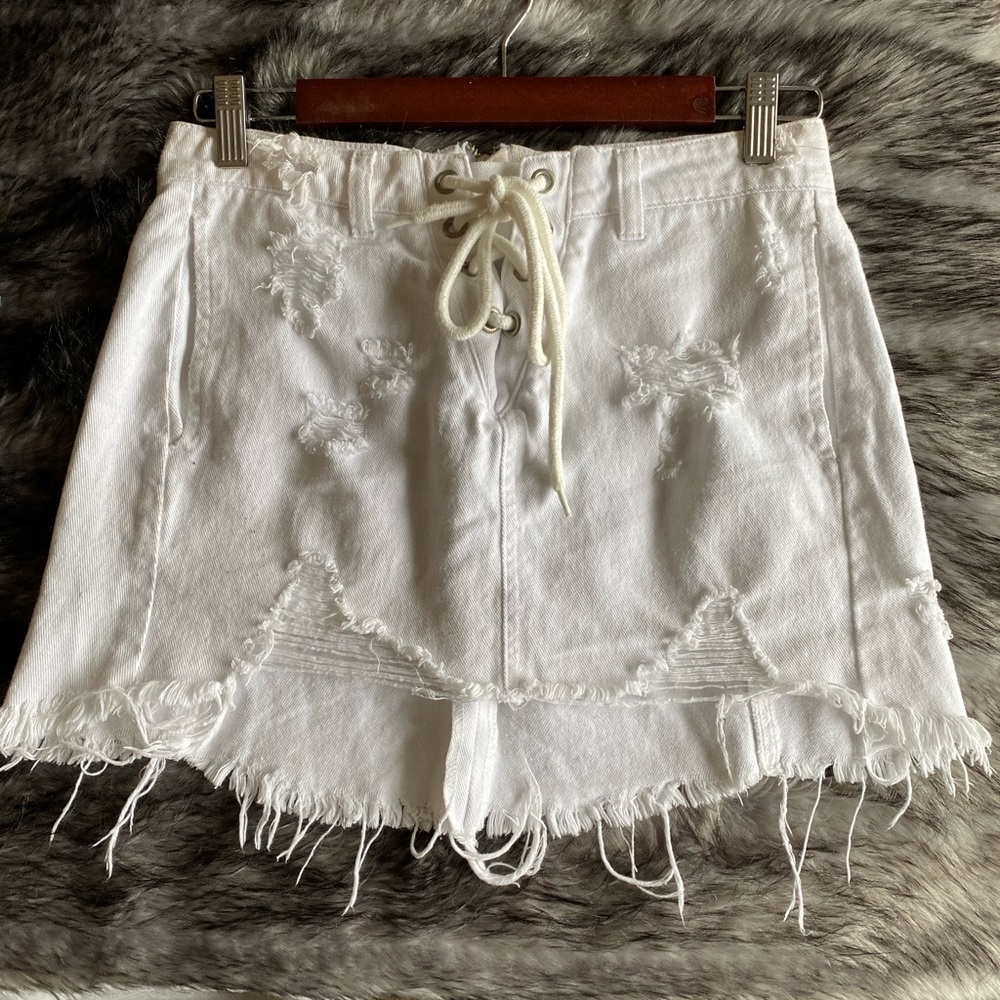 White Lace Up Skirt